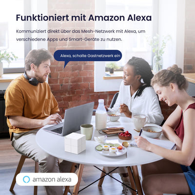 Tenda Nova MW6 Mesh WLAN System - AC1200 Dual Band WLAN Mesh System-empfohlen für Häuser mit 3-5 Schlafzimmern-6X Gigabit Port - Ersetzt WLAN Router & Repeater-Kompatibel mit Alexa-3Pack