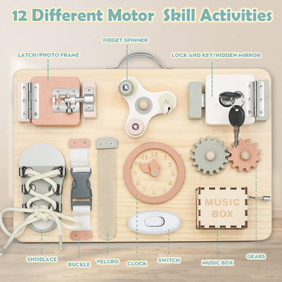 Joyreal Motorikbrett Montessori - Busy Board Activity Board Motorikboard Montessori Spielzeug Brett Motorikspielzeug Sensorik Board