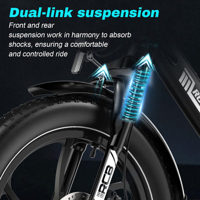 RCB RK6 20" E Bike für Erwachsene, 250W Motor 36V 15.6Ah Akku, 7-Gang,Breitreifen Klappbares E-Bike, Leichtes Elektrofahrrad für Stadtpendler