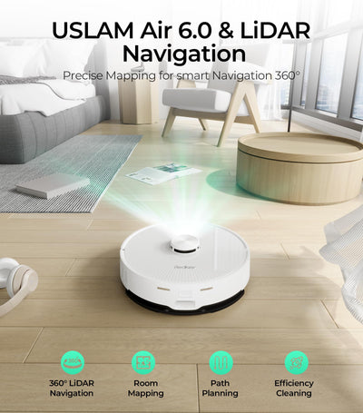 Redkey R10 Saugroboter 2-in-1 mit Absaugstation und Wischfunktion, LiDAR-Navigation, Starke 4000Pa Saugkraft, 4 L Staubbeutel, 90 Tage freihändige Reinigung, ideal für Tierhaare, App