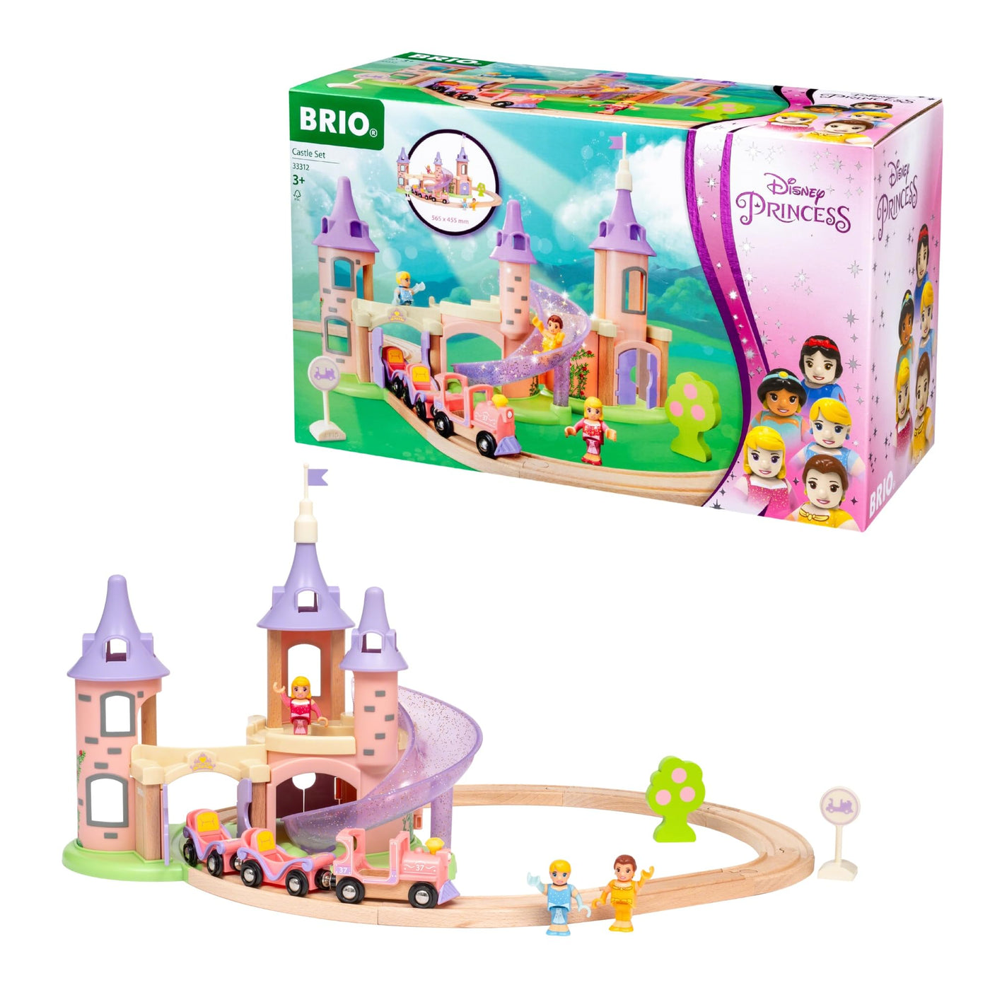 BRIO Disney Princess 33312 Traumschloss Eisenbahn-Set - Märchenhafte Ergänzung Holzeisenbahn - Empfohlen ab 3 Jahren