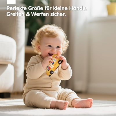 Hahaland Baby Spielzeug 6 12 Monate,4 Stück Spielzeugautos Set, Plüsch Pull-Back & Go Autospielzeug mit Spielmatten,Montessori Auto Spielzeug für 1 2 3 Jahr Jungen Mädchen,Geschenk für Kinder
