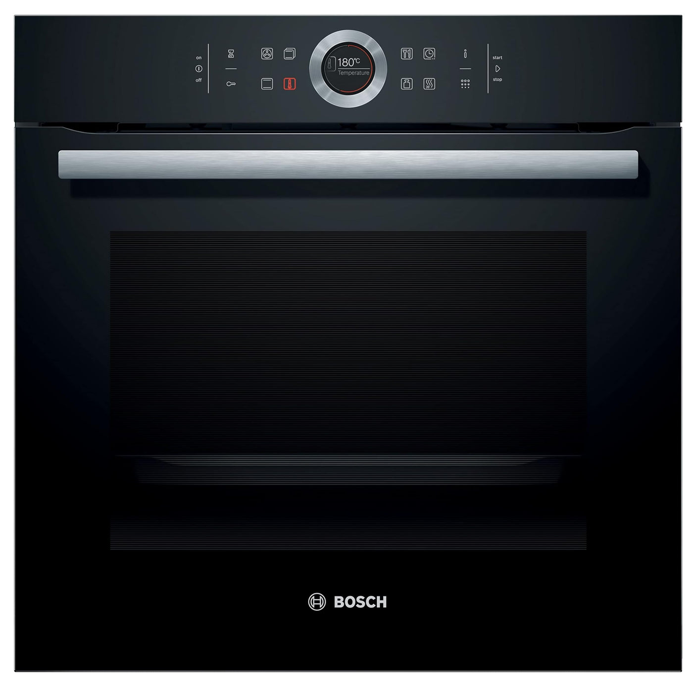 Bosch HBG675BB1 Serie 8 Einbau-Backofen, 60 x 60 cm, Made in Germany, Pyrolyse Selbstreinigung, AutoPilot 10 Automatikprogramme, 4D Heißluft Backen auf 4 Ebenen, TFT-Touchdisplay, Schnellaufheizung