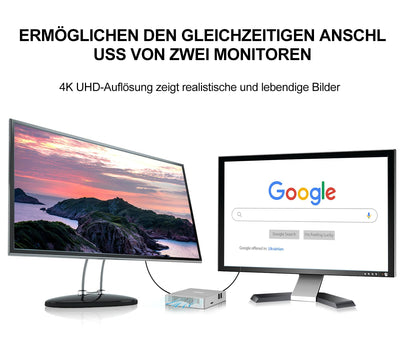 UXX Mini PC Unterstützung 512GB M.2 SSD Erweiterung, N3350 Micro Desktop Computer 64GB eMMC, Gaming PC 4K UHD Dual Display, BT, 2.4/5G WiFi, USB 3.0, HD für Büro/Home (silbrig)
