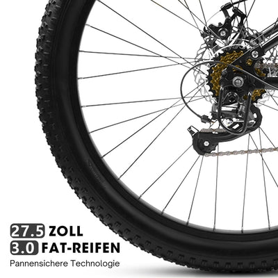 CARPAT SPORT Mountainbike 27,5 Zoll Mountainbike 3.0 Fat Tire Fully MTB Damen Herren 21 Gang, Kettenschaltung, Alu-Rahmen, Jugendliche Hardtail Fahrrad, Kinderfahrrad