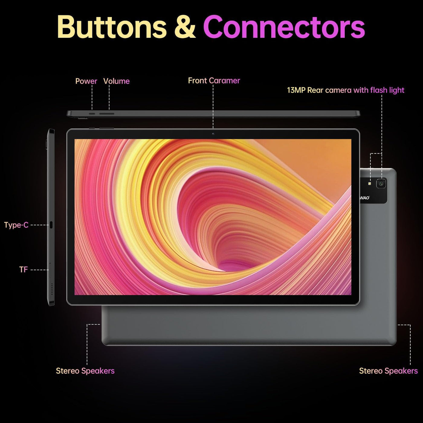 MESWAO 15,6 Zoll Tablet, MES-B3 Android 14 Großes Tablets mit IPS-Display, Helio G99 Octa-Core, 6GB RAM+128GB ROM(1TB TF) Tablett, 12000mah, BT5.0, 2.4G/5G WiFi, 32MP Kamera