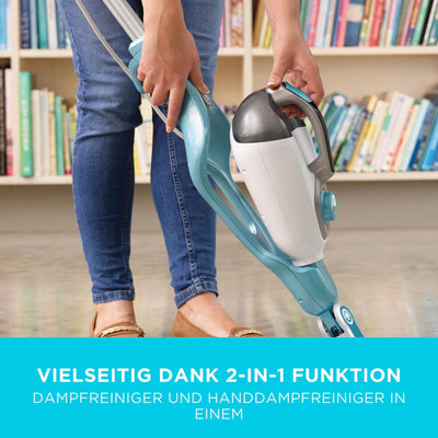 BLACK+DECKER Dampfreiniger 1600W 2in1 Dampfbesen mit Handdampfgerät (für hygienische, gründliche Sauberkeit, für die Reinigung des gesamten Haushaltes, inkl. 11-tlg. Zubehör) BHSM166DSM-QS