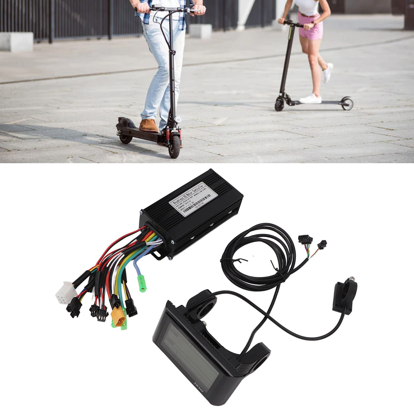 SPYMINNPOO Controller und LCD Display Kit, 26A DC 24V 36V 48V Wärmeableitung LCD Display Panel Brushless Controller für Fahrrad