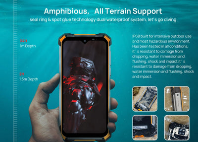 DOOGEE S8P 10000mAh Akku Outdoor Smartphone Ohne Vertrag, Octa-Core 6GB+128GB Android 10, 21MP Quad-Kamera, 6,3-Zoll-FHD + Corning Gorilla-Glas, Drahtlose Rückladung, IP68 Robustes Handy Orange