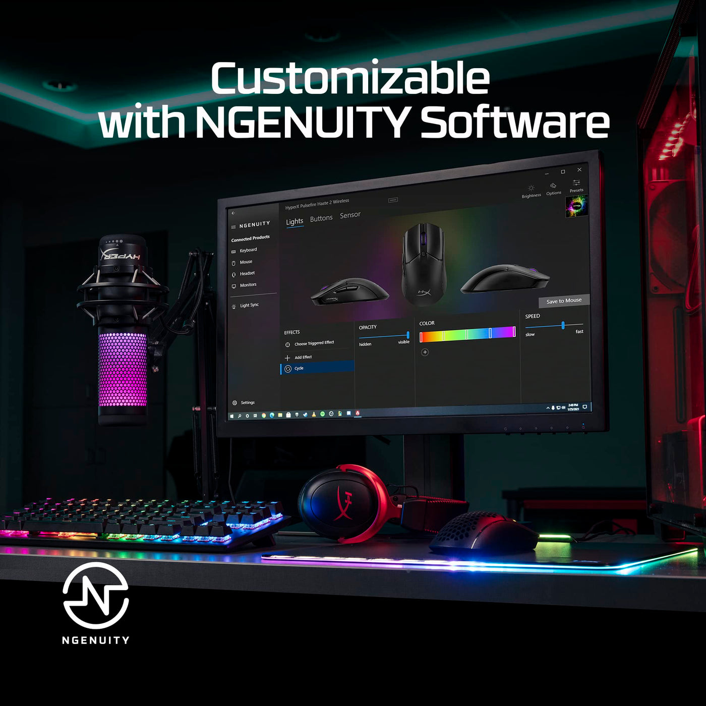 HyperX Pulsefire Haste 2, Wireless Gaming-Maus, Dual Mode (2,4 GHz/Bluetooth), 26K Sensor, 26.000 DPI, Bis zu 100 Std Akkulaufzeit, 6 Programmierbare Tasten, RGB, PC/PS5/PS4/Xbox-kompatibel, Schwarz