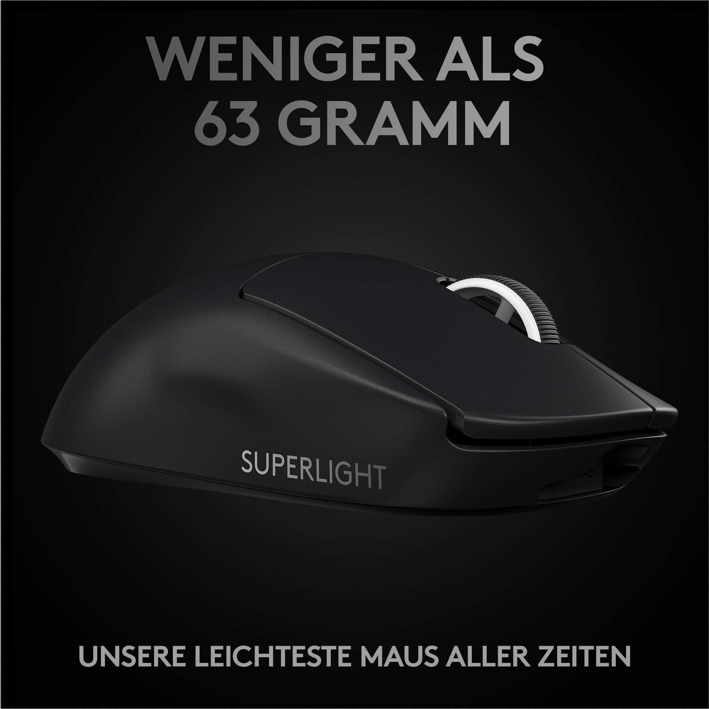 Logitech G PRO X SUPERLIGHT kabellose Gaming-Maus mit HERO 25K Sensor, Ultra-leicht mit 63g, 5 programmierbare Tasten, 70 Stunden Akkulaufzeit, PTFE-Füße ohne Zusatzstoffe, PC/Mac - Schwarz