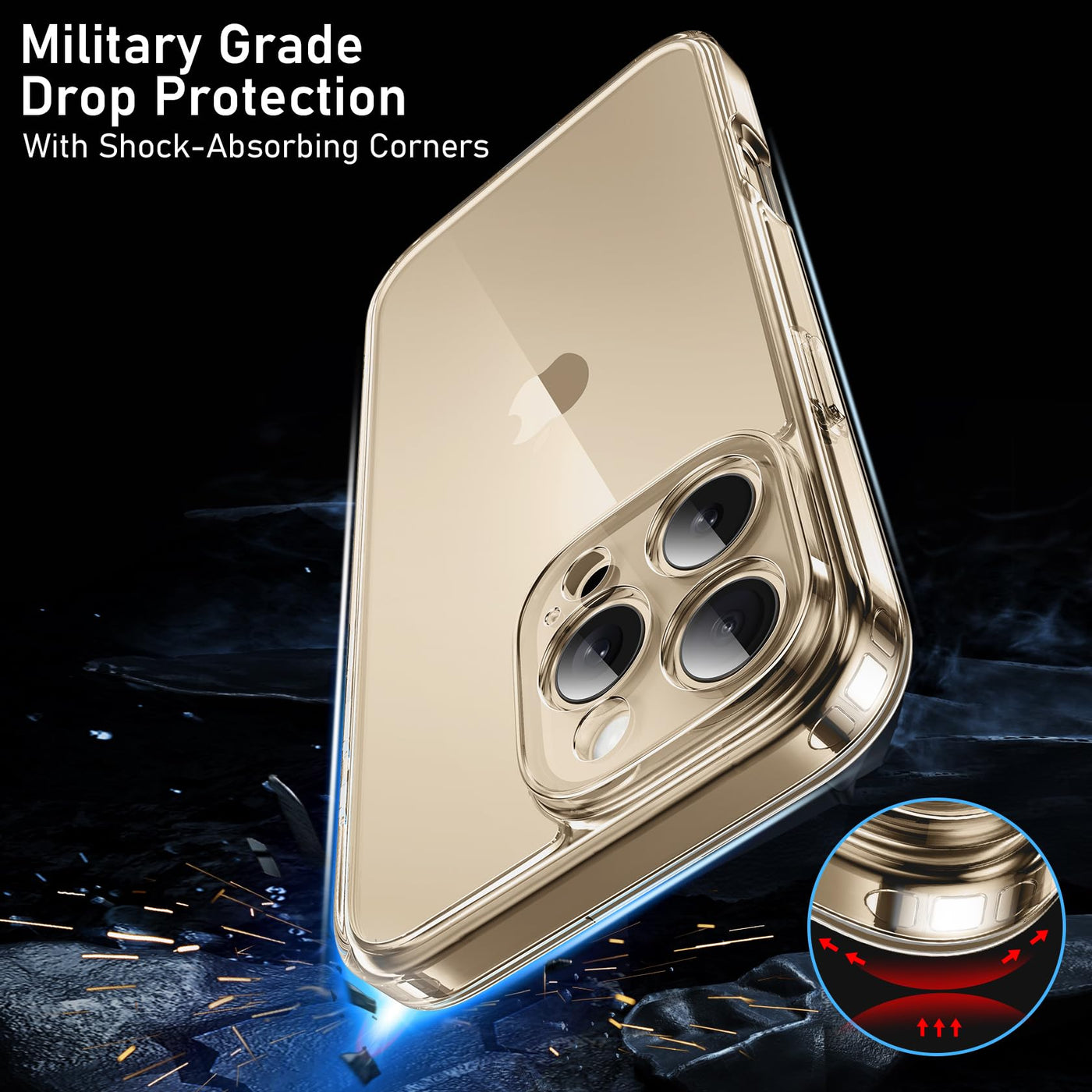Qasyfanc Handyhülle Kompatibel mit iPhone 16 Pro Hülle mit Kameraschutz und 2 Stück Schutzfolie, Hard PC Nie Vergilbung Case Transparent Militärschutz Kratzfest Fallschutz Schutzhülle, Klar