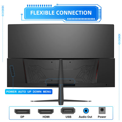 Gawfolk 27 Zoll Curved Gaming Monitor 165Hz/ 180Hz, PC Bildschirm Full HD 1080P, Rahmenloses 1800R Computerbildschirm mit FreeSync und Eye Care Technologie, unterstützt VESA