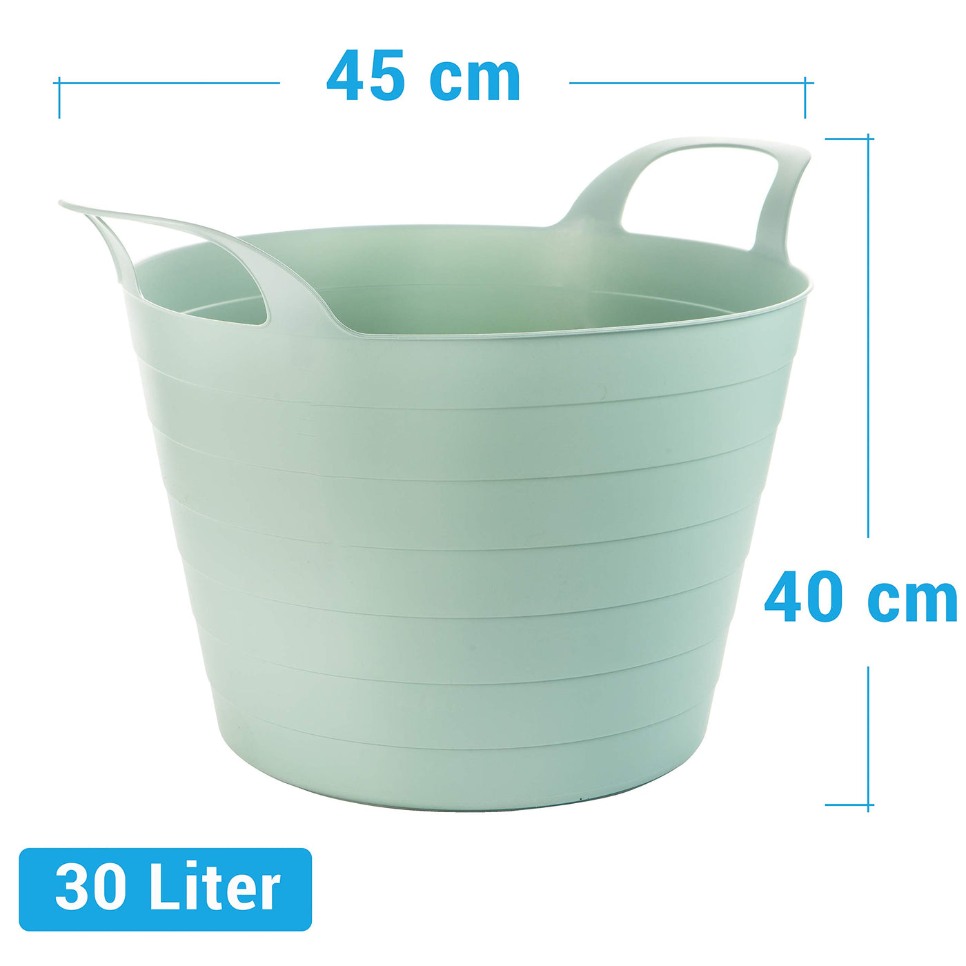 Wäschewanne Flexi, 3er Set, 45 x 40 cm, 30 Liter, Wäschekorb Plastik mit Griffen, 3 Farbe, Made in EU