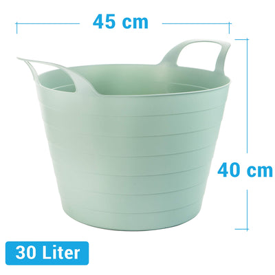 Wäschewanne Flexi, 3er Set, 45 x 40 cm, 30 Liter, Wäschekorb Plastik mit Griffen, 3 Farbe, Made in EU