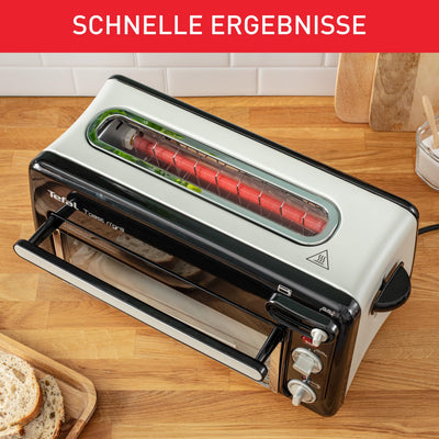 Tefal Toast n’ Grill TL6008 | 2 in 1 Toaster und Mini-Ofen | Sehr energieeffizient und schnell | 1300 Watt | 43.5 x 28.5 x 22.5 cm | Schwarz/ Alu matt | 220-240V | 50-60Hz