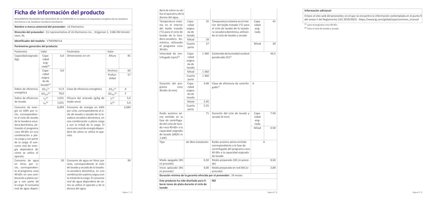 LG Electronics V7WD96H1A Waschtrockner mit AI DD | 9 kg Waschen | 6 kg Trocknen | 1400 U/Min | Steam | TurboWash 360° | Neue Wohlfühl-Trommel | Wi-Fi-Funktion | Weiß