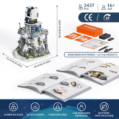 Lumibricks Alpine Sternwarte Modellbausatz mit Licht, Modular Building mit Sternenhimmel Projektor,2437Pcs, Geschenke für Astronomie-Enthusiasten,für Jugendliche und Erwachsene,L9091