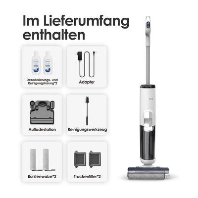 Tineco iFLOOR 5 Breeze Complete Nass Trockensauger, EIN-Schritt-Reinigung für Hartböden, Kantenreinigung <0.5cm, Dreifache Batterielebensdauer, Selbstreinigung, Leichtes Kabelloses Saugwischer, Blau