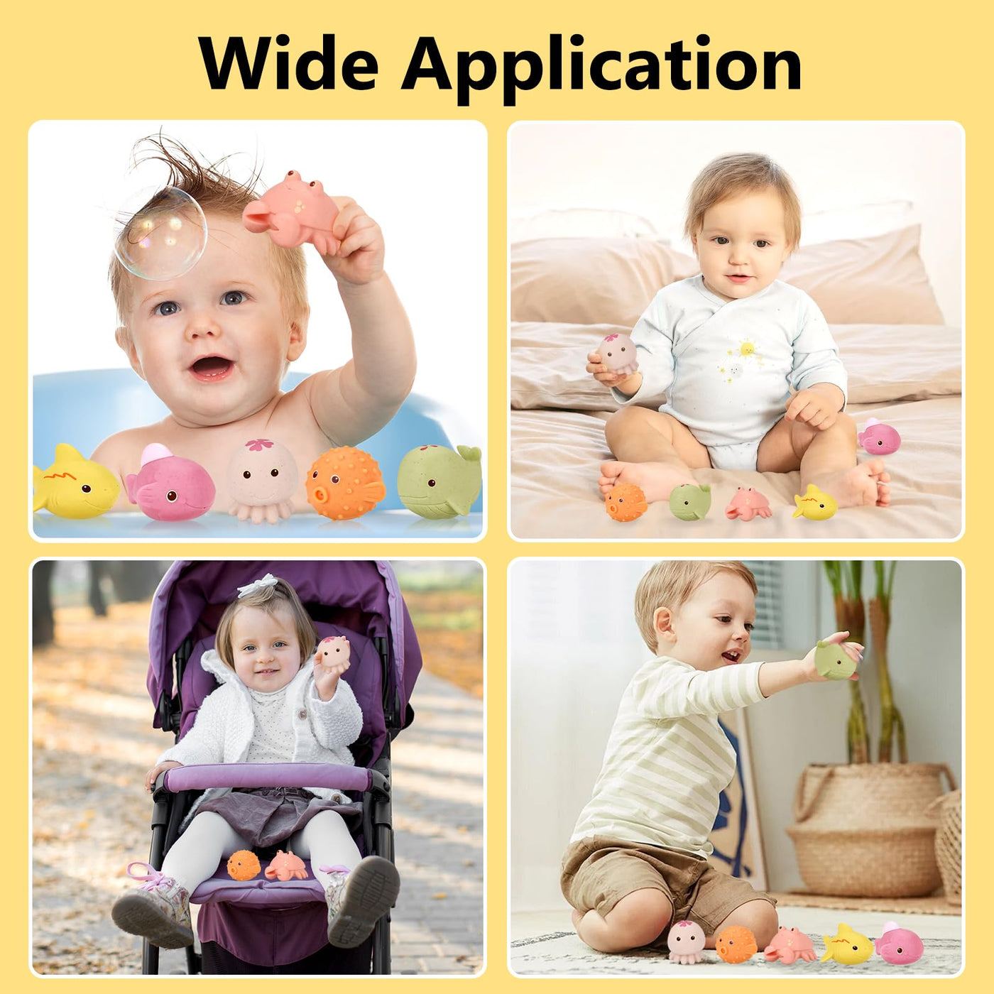 Badetiere Baby Schimmelfrei – 6 Stück Badespielzeug Ohne Löcher, Wasserspielzeug für Kinder, Umweltfreundlich & Sicher, Für Babybadewanne, Pool & Strand, Fördert Hand-Auge-Koordination
