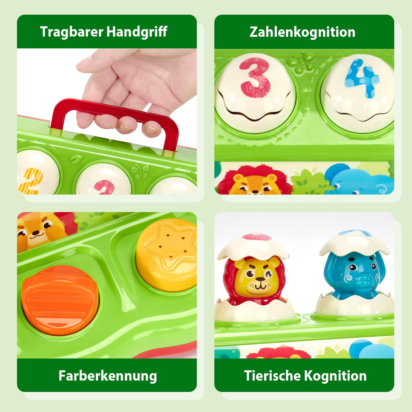 hahaland Baby Spielzeug ab 1 Jahr mit Musik & Licht,Pop up Kinderspielzeug mit Tieren und Knöpfen,Montessori Spielzeug für Frühe Entwicklung Ursache und Wirkung, Motorikspielzeug ab 1 Jahr