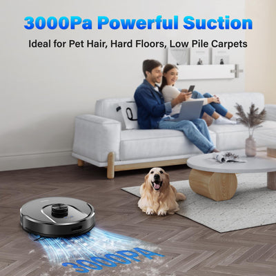 Tikom Saugroboter mit Wischfunktion, L8000 Staubsauger Roboter mit LiDAR-Navigation, 45dB Roboterstaubsauger, 150 Mins Max, 14 No-Go-Zonen, 20 Virtuelle Wand, Gut für Tierhaare, Teppich, Hartboden