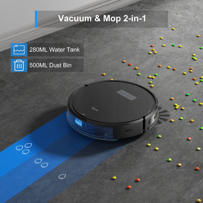 Tikom G8000 Pro Saugroboter mit Wischfunktion 2 in 1, Staubsauger Roboter, 4500Pa Starke Saugkraft Roboterstaubsauger, Selbstaufladend, WLAN, 150Mins Max, für Tierhaare, Teppich, Hartboden