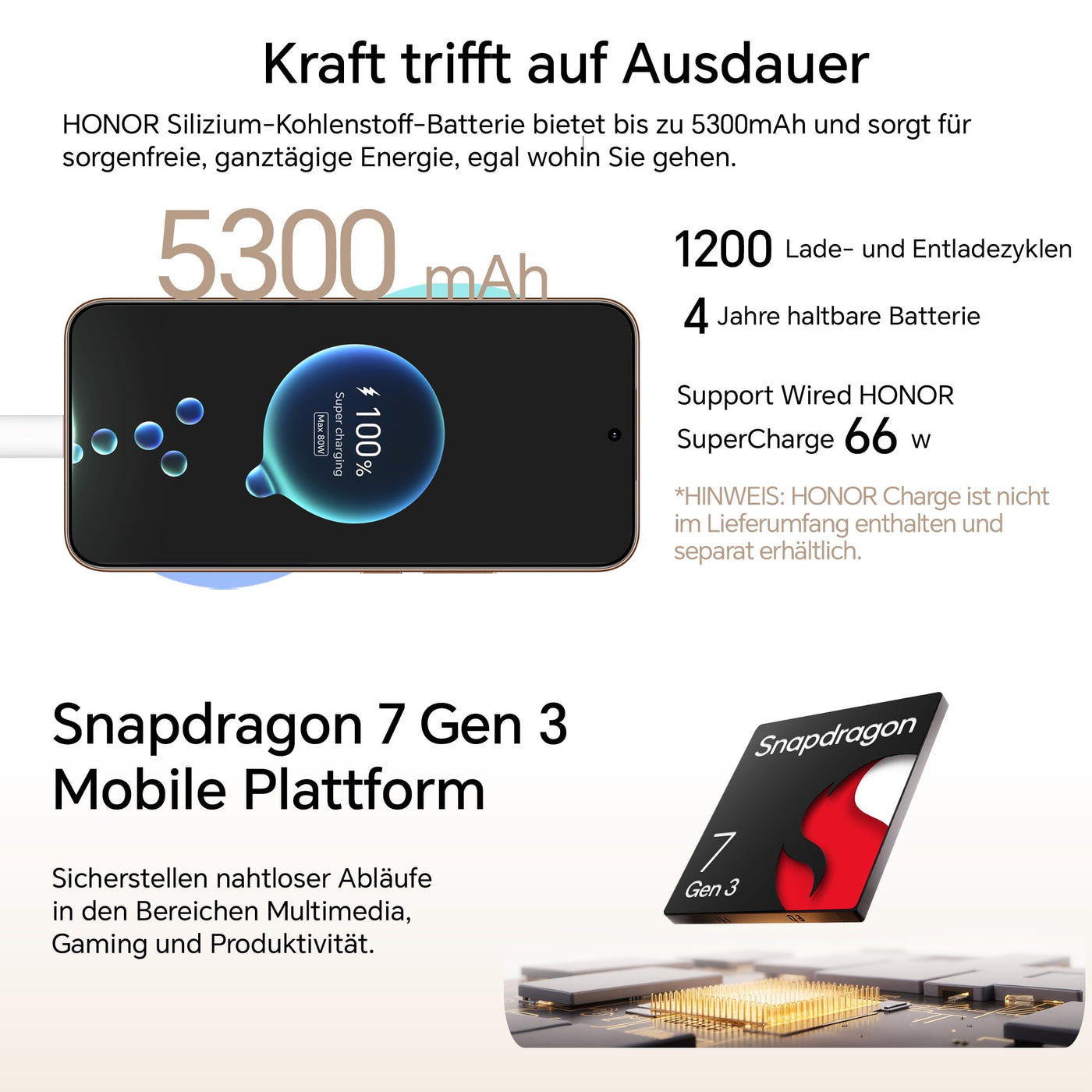 HONOR 400 Smartphone 5G, Dual SIM, NFC,512GB/8GB RAM, Simlockfrei Android-Handy (200MP AI-Kamer, 6,55 Zoll AMOLED Eye Comfort Display 5000nits,5300 mAh,Snapdragon 7 Gen 3 Smartphone), Desert Gold