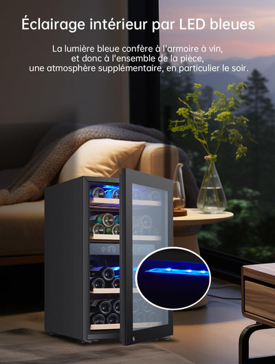 Kalamera Weinkühlschrank 2 Zonen, 45 Flaschen, 120Liter, großes LCD-Display, Temperaturzonen 5-10°C/10-18°C, KRC-120BFG