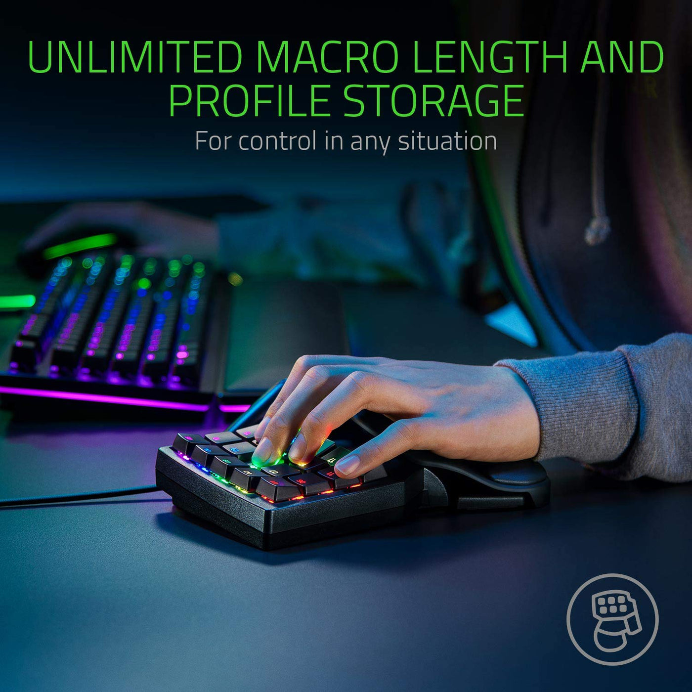 Razer Tartarus Pro - Gaming Keypad (Gamepad mit analog-optischen Tasten, 32 programmierbare Tasten, anpassbarer Auslösepunkt, Profile, Handballenauflage, Rapid Trigger) Schwarz