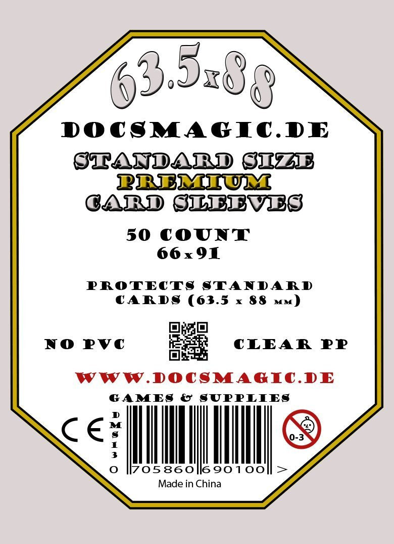 docsmagic.de 500 Premium Board Card Game Sleeves Clear - 63,5 x 88-10 Packs - Standard - 66 x 91