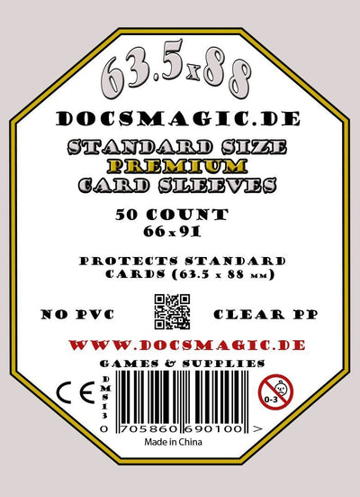 docsmagic.de 500 Premium Board Card Game Sleeves Clear - 63,5 x 88-10 Packs - Standard - 66 x 91