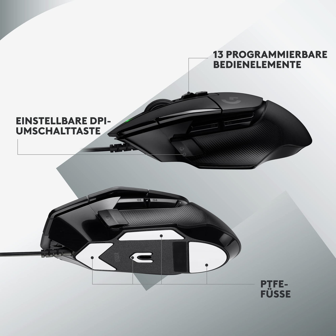 Logitech G502 X Kabelgebundene Gaming-Maus - LIGHTFORCE Hybrid optisch-mechanische Primärschalter, HERO 25K Gaming-Sensor, Kompatibel PC - macOS/Windows - Schwarz