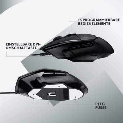 Logitech G502 X Kabelgebundene Gaming-Maus - LIGHTFORCE Hybrid optisch-mechanische Primärschalter, HERO 25K Gaming-Sensor, Kompatibel PC - macOS/Windows - Schwarz
