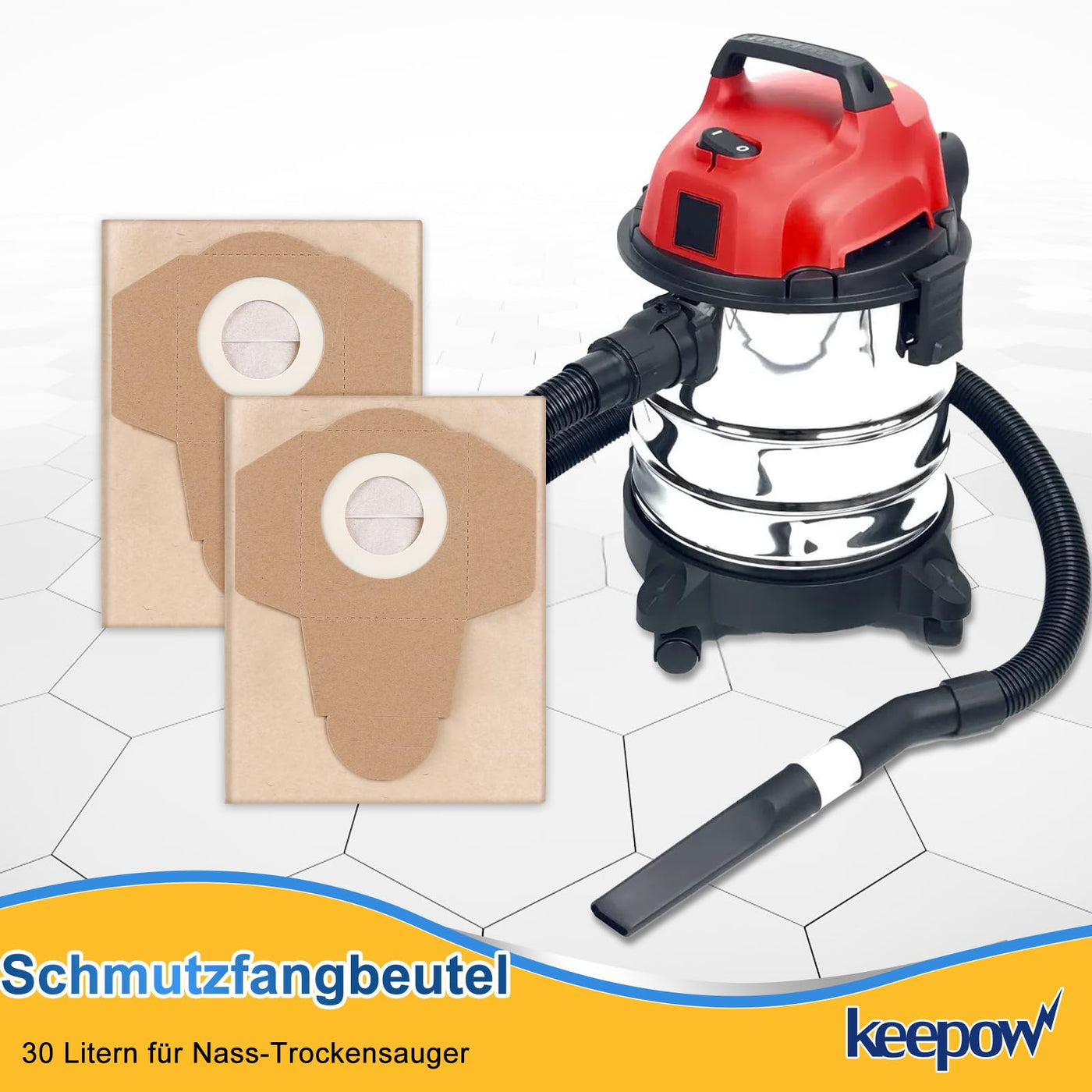 KEEPOW Schmutzfangsack 30L Staubsaugerbeutel für Einhell Nass-Trockensauger, StaubsaugerBeutel für Einhell TC-VC 1820 s Beutel, 8 Stück
