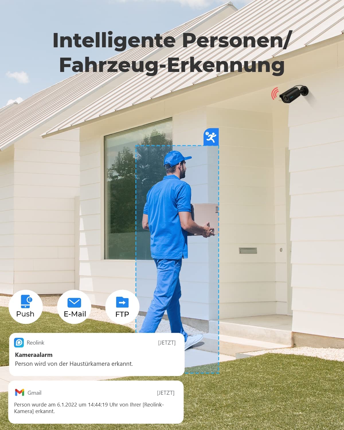 Reolink 4K Smarte PoE Überwachungskamera Aussen mit Personen-/Fahrzeug-/Tiererkennung, 8MP IP Kamera mit microSD Kartensteckplatz, Audio, IR Nachtsicht, Wasserfest, Zeitraffer, RLC-810A Schwarz