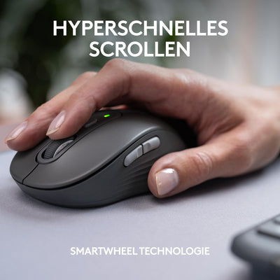 Logitech Signature Slim MK950 for Business kabelloses Tastatur-Maus-Set, leises Tippen, sicherer Empfänger, Bluetooth, weltweit Zertifiziert, Windows/Mac/Chrome/Linux, DEU QWERTZ-Layout, Grafit