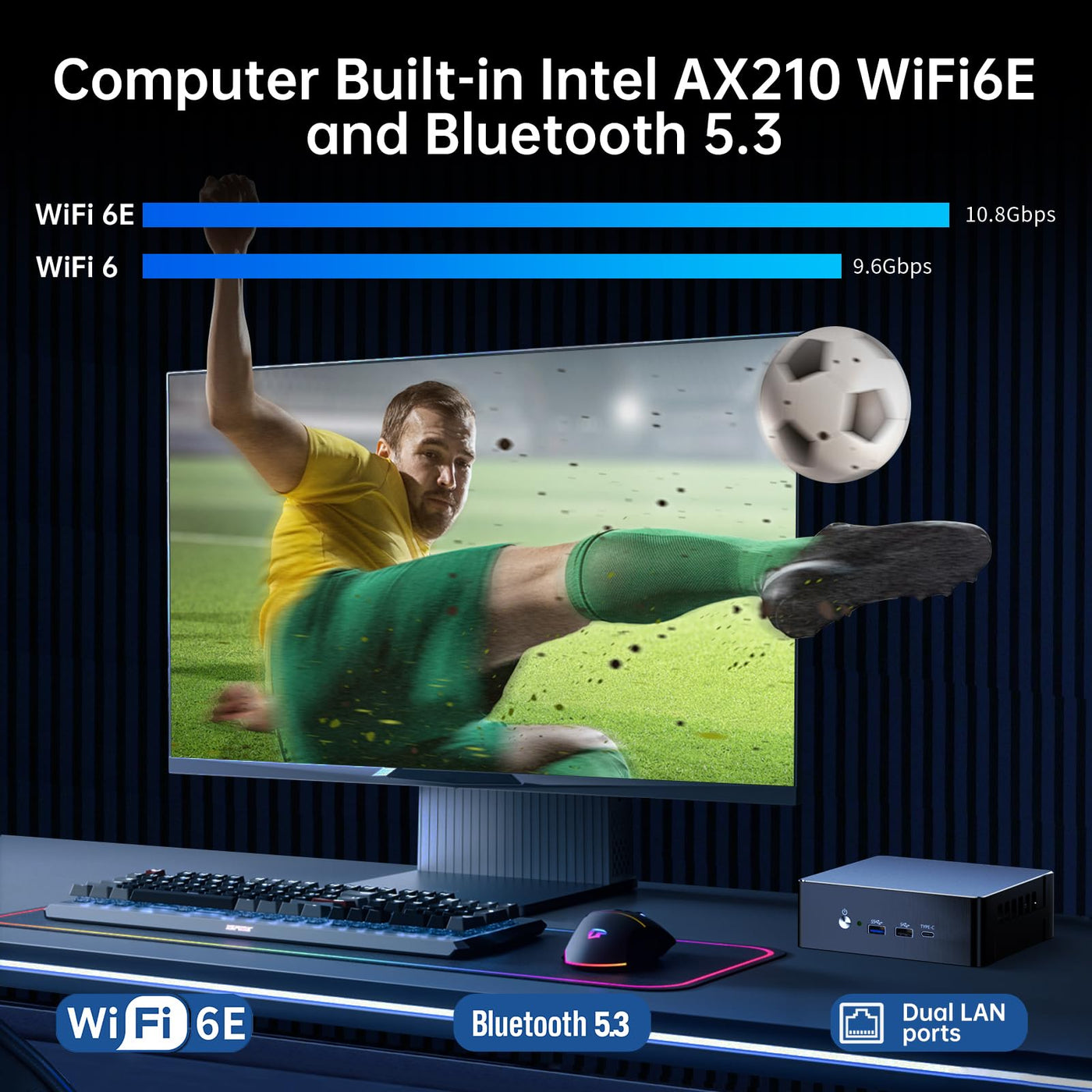 Kinupute Mini PC i9, Desktop Computer mit Core i9-12900H, 14 Kerne bis zu 5.0GHz, Windows 11 Pro, 64G DDR4, 2T M.2 PCIE4.0 SSD, DP/HDMI/USB-C Triple Display, 8K/4K@60Hz, Dual LAN, WiFi6E/BT5.3