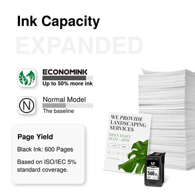 Economink PG-560XL Druckerpatronen Kompatible für Canon 560 560XL Patronen für Canon TS5350 TS5351 TS7450 TS7451 TS5352 TS5353 (1 Schwarz)