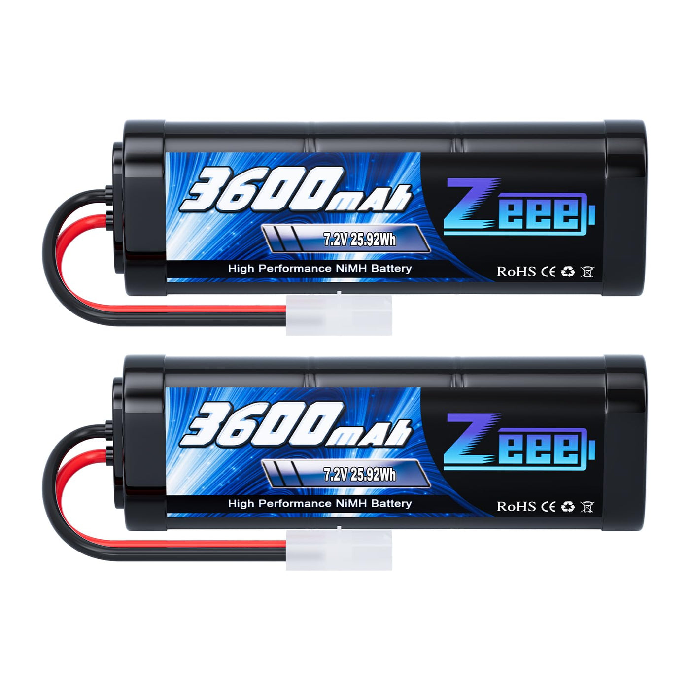 Zeee 7,2V 3600mAh RC NiMH Akku für RC Auto RC LKW HPI Losi Kyosho Hobby (2 Packungen)