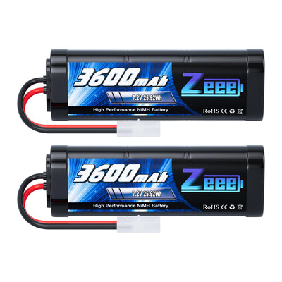 Zeee 7,2V 3600mAh RC NiMH Akku für RC Auto RC LKW HPI Losi Kyosho Hobby (2 Packungen)