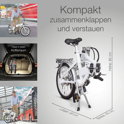 aktivelo E-Faltrad mit Kardanantrieb, klappbar Fahrrad, E-Bike, Akku 8,7 Ah mit 9 Motorunterstützungsstufen, LCD-Display & Alurahmen, inkl. Transporttasche Weiß