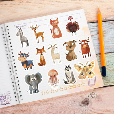 100 Stück Sticker Tiere, Aufkleber Kinder, Wasserfeste Tier Sticker, Kreatives DIY für Laptop, Mobiltelefon, Skateboard, Gepäck & mehr