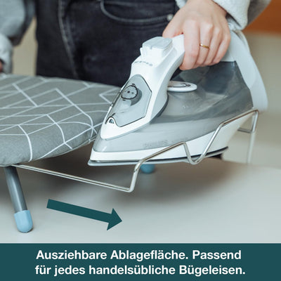 WONDERHOME Patentiertes Tischbügelbrett, klappbare Beine, platzsparend, grau, blau , Faltbares Bügelbrett mit Klappfunktion