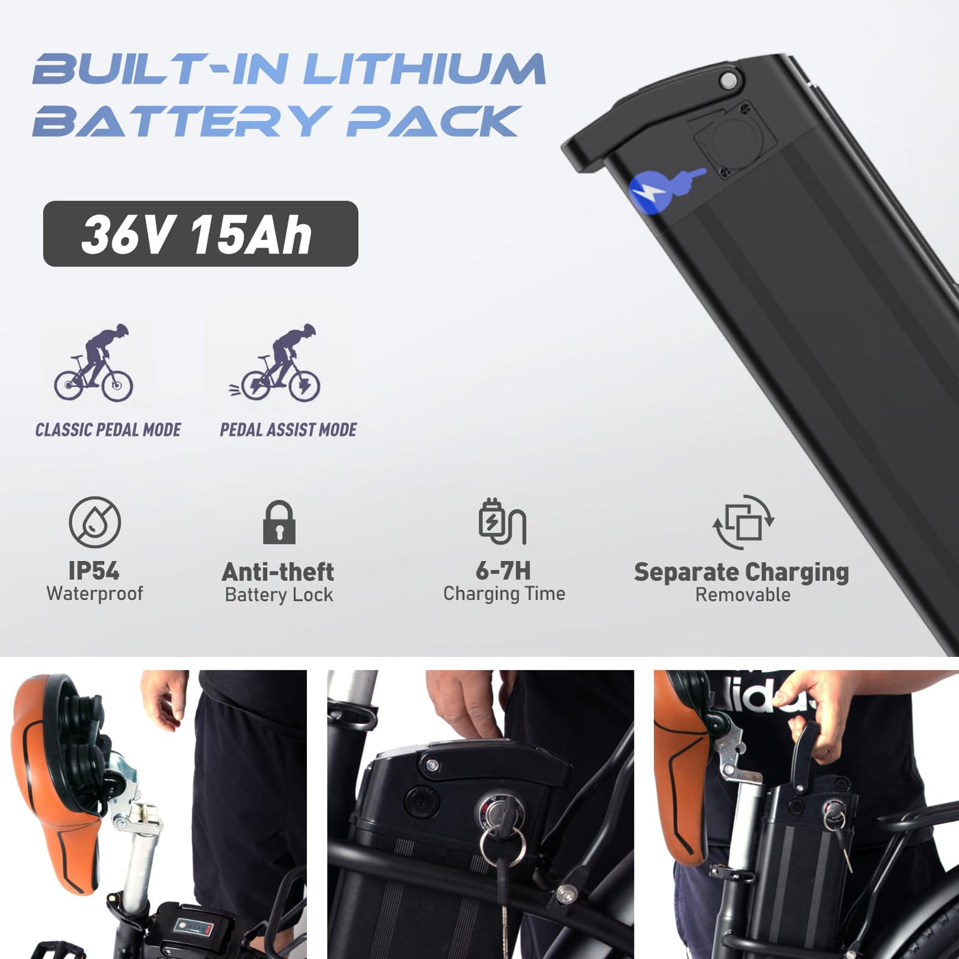 COLORWAY 28"*2,0" E-Bikes, mit bürstenlosem 250W Motor. Elektrofahrräder mit eingebautem 36V 15Ah Akku, 7 Gängen, LCD-Display, Stoßdämpfergabel.