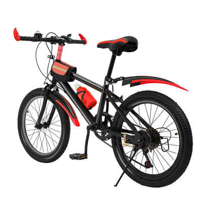 KigerNee 20 Zoll Mountainbike Feuerrot Carbonstahl-Rahmen 85kg Tragkraft - Kinderfahrrad ab 6 Jahre mit 7-Gang-Schaltung & Dual-V-Brake, Allwetter-Reifen Kinder Fahrrad für Jungen/Mädchen