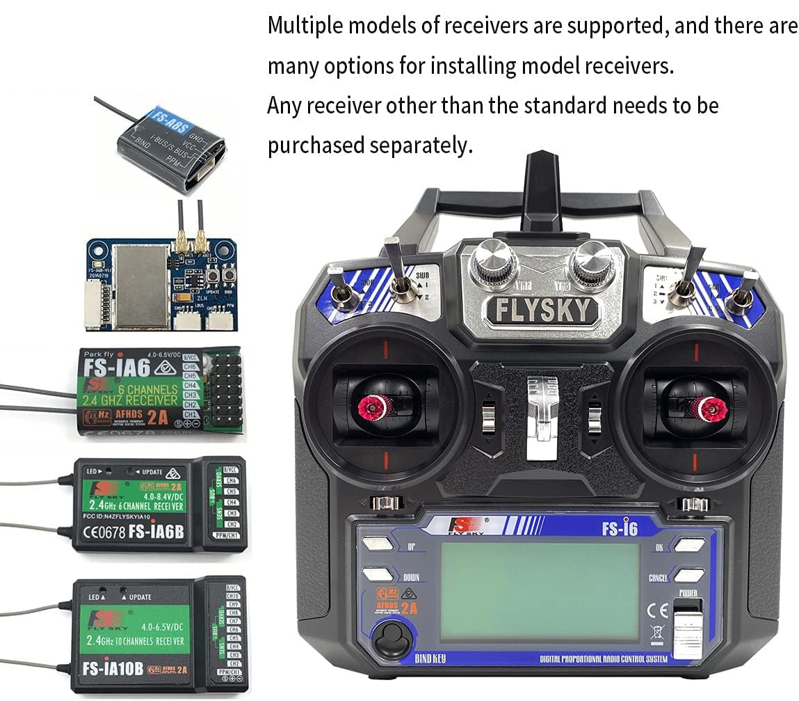 DTXMX Flysky FS-i6 2.4GHz 6 Kanal Sender rc fernsteuerung mit empfänger FS-iA6 Radio Control System für RC Quadkopter Festflügel Helikopter (Mode-2)