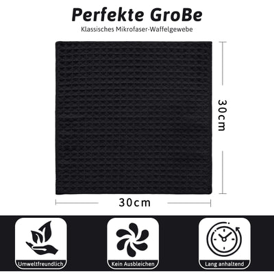 Moosfor Microfasertücher, 6er-Set, Saugfähige Fusselfrei Küchentücher Spültücher für Küche Dicke Barista Tuch Geschirrtücher Lappen, 30 x 30 cm, Schwarz