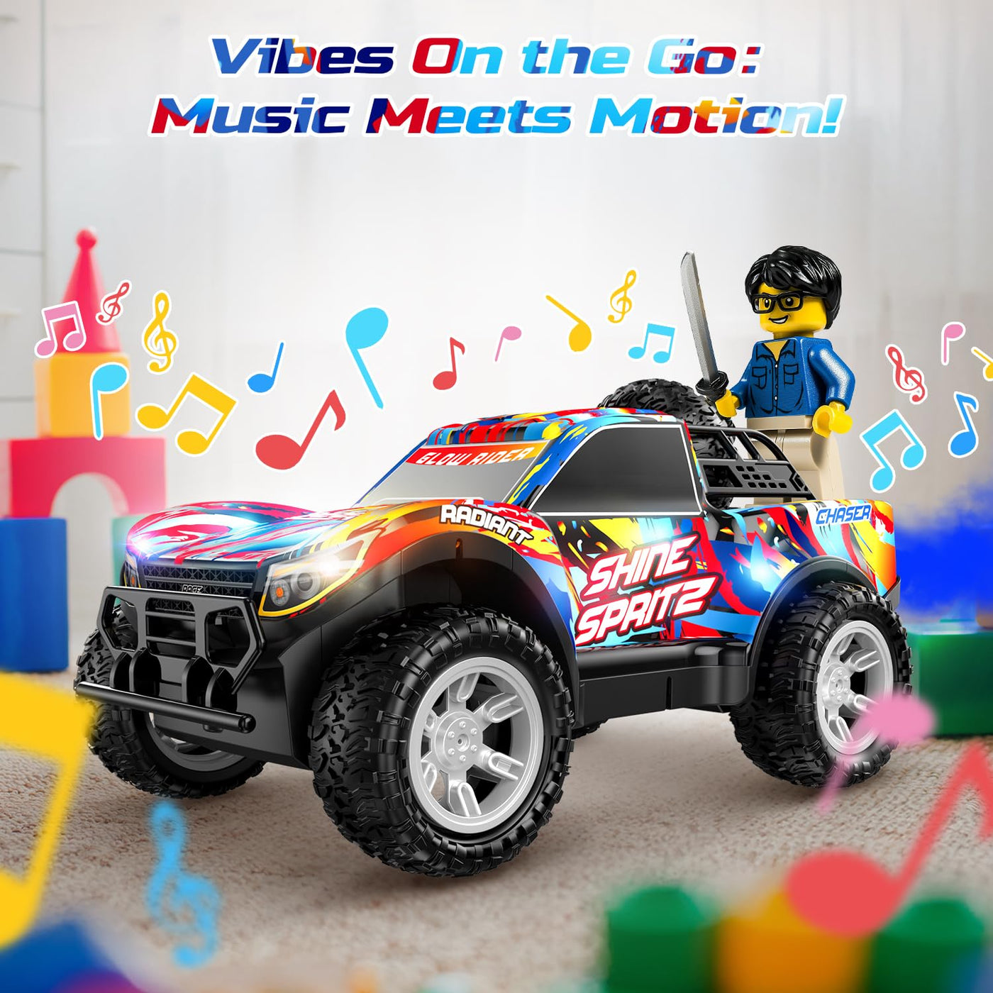DEERC RC-Auto für Kinder 4-8 Jahre, All-Terrain Sprühfunktion RC Truck, Musik & LED-Lichtern, 2.4 GHz Fernsteuerungsauto, 2 Akkus,40 Min. Geschenk-Spielzeug für Kinder Indoor & Outdoor