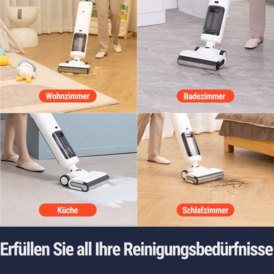 OSOTEK H200 Lite Wischsauger, 180° Flacher Saugwischer,3 in 1 kabelloser Nass Trockensauger mit Selbstreinigung,2 Seite Kantenreinigung, LED-Anzeige, Reinigung unter tiefen Möbeln